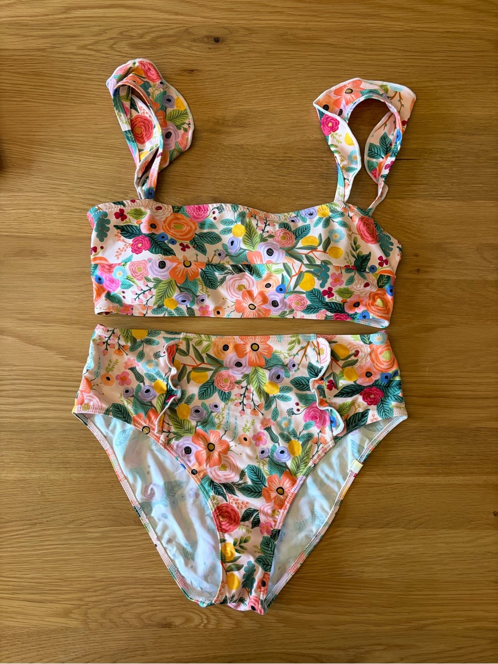 summersalt Multicolor Floral High-Waist Bikini - Pink & Green Accents